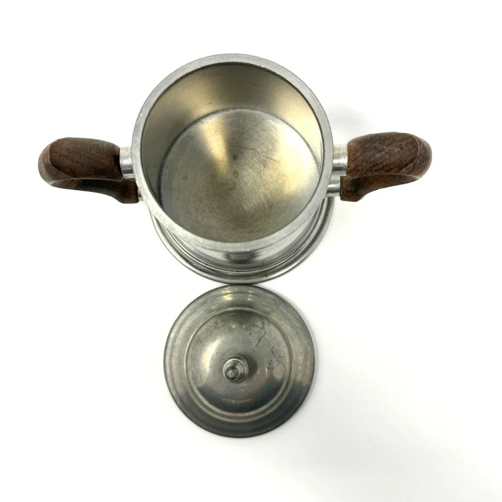 Stieff Pewter Creamer Sugar Bowl Set Wood Handle Cream Pitcher‎